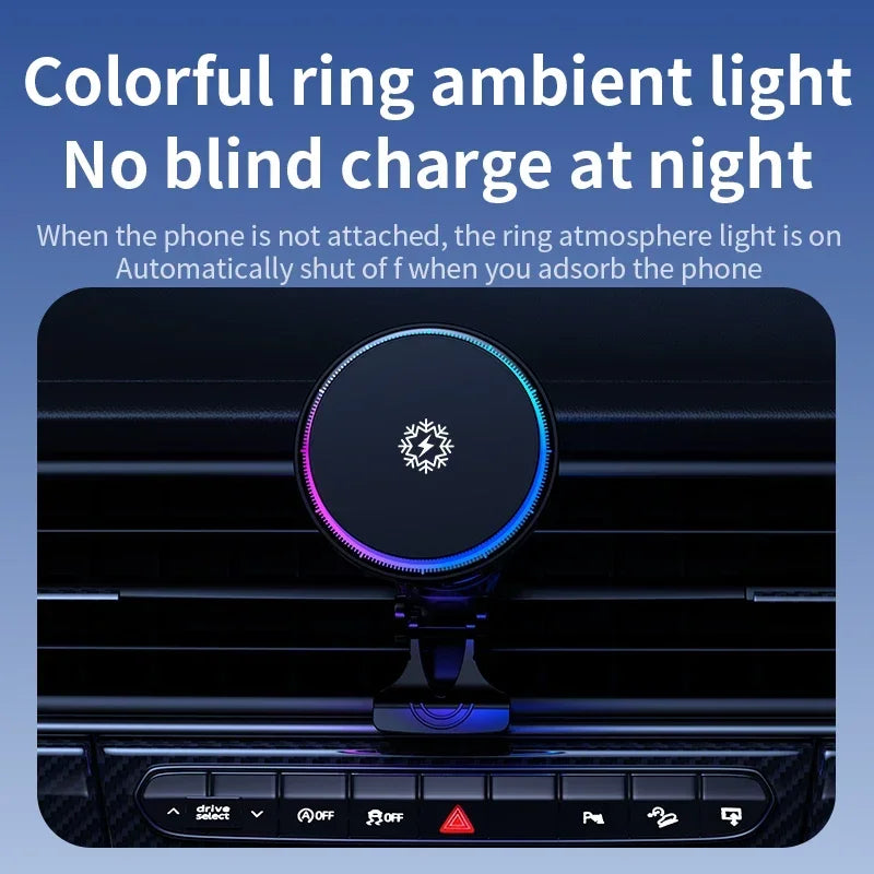 Ice Cooling Magnetic Wireless Car Charger Fast Charging Station for MagSafe iPhone 16 15 14 13 12 Pro Max Car Phone Holder Stand - Shoppiline