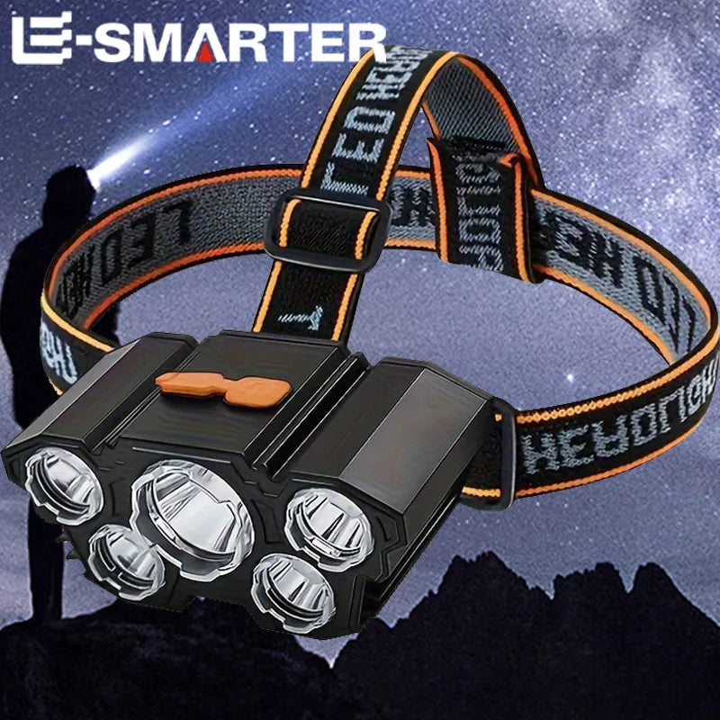 Waterproof Head-Mounted Flashlight Usb Rechargeable Led Headlight Super Bright 5 Working Modes HeadlampFor Night Fishing Hiking