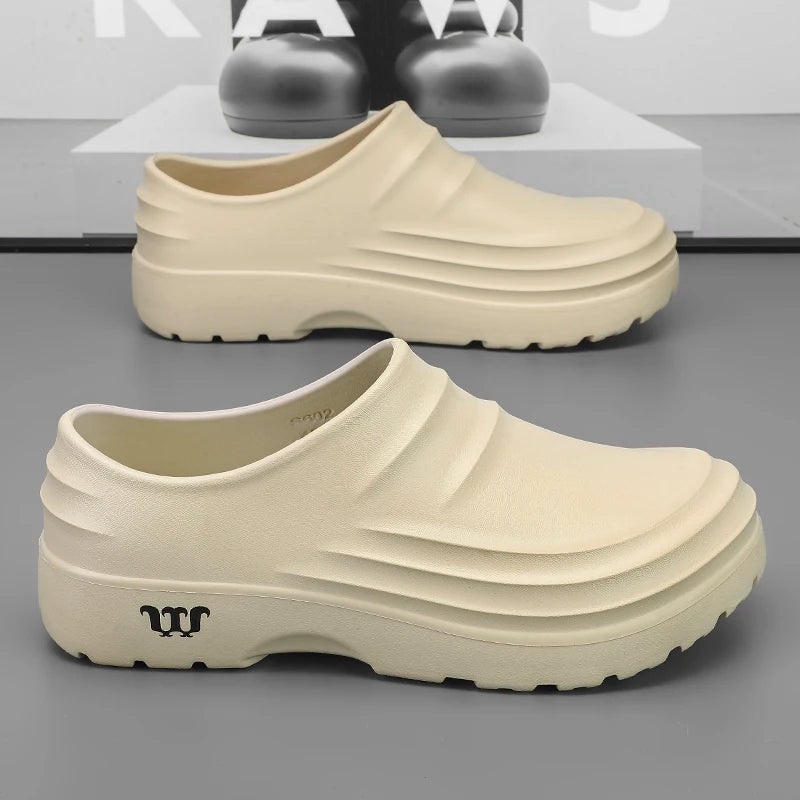 New Men's Anti-slip Chef Shoes Sandals For Men Working Shoes Waterproof Fashion Garden Shoes Clogs For Beach Slippers Size 36-48