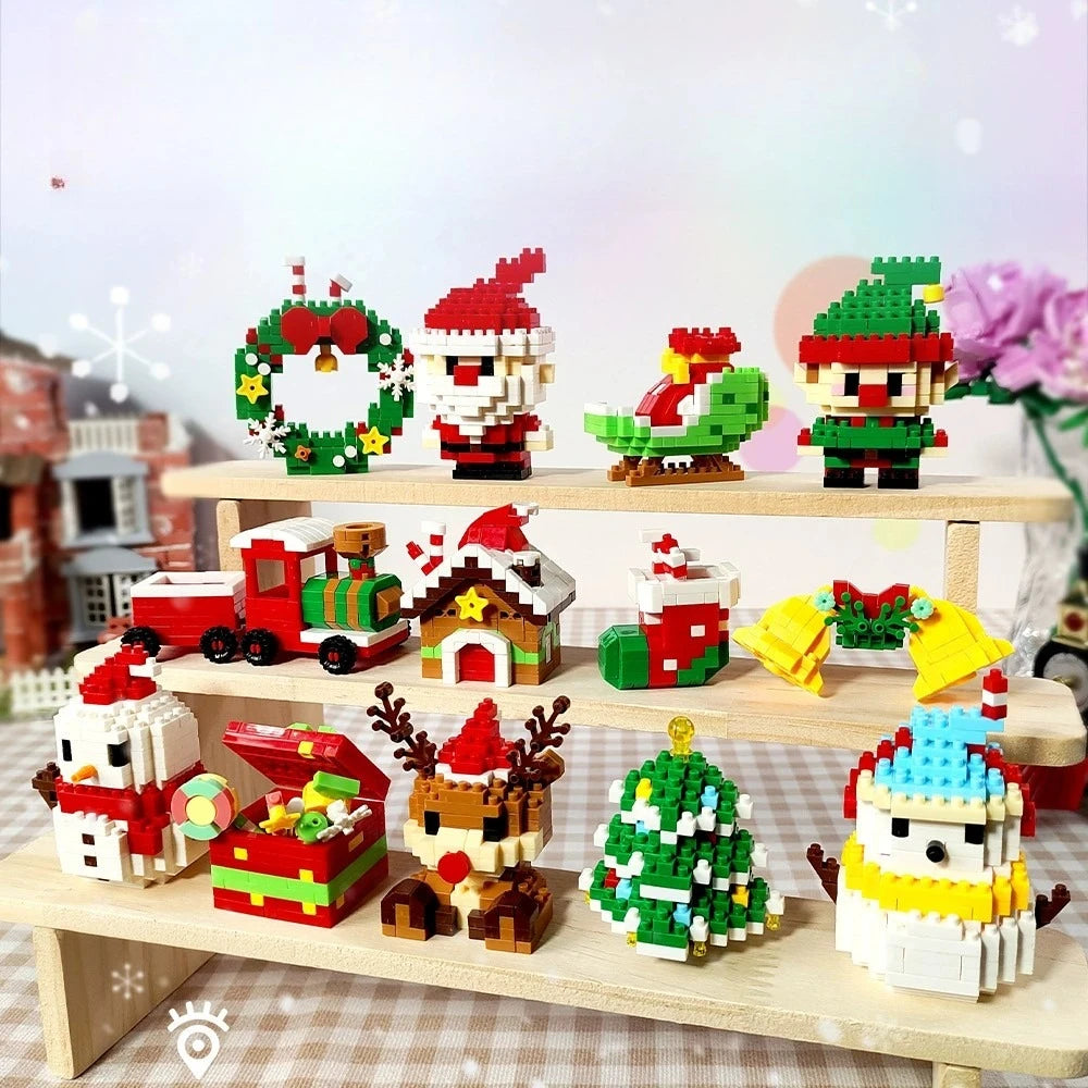 Christmas Gifts Building Block Series Santa Claus Reindeer Puzzle Assembly Bricks Table Decoration Toys for Child Chrismas Gift