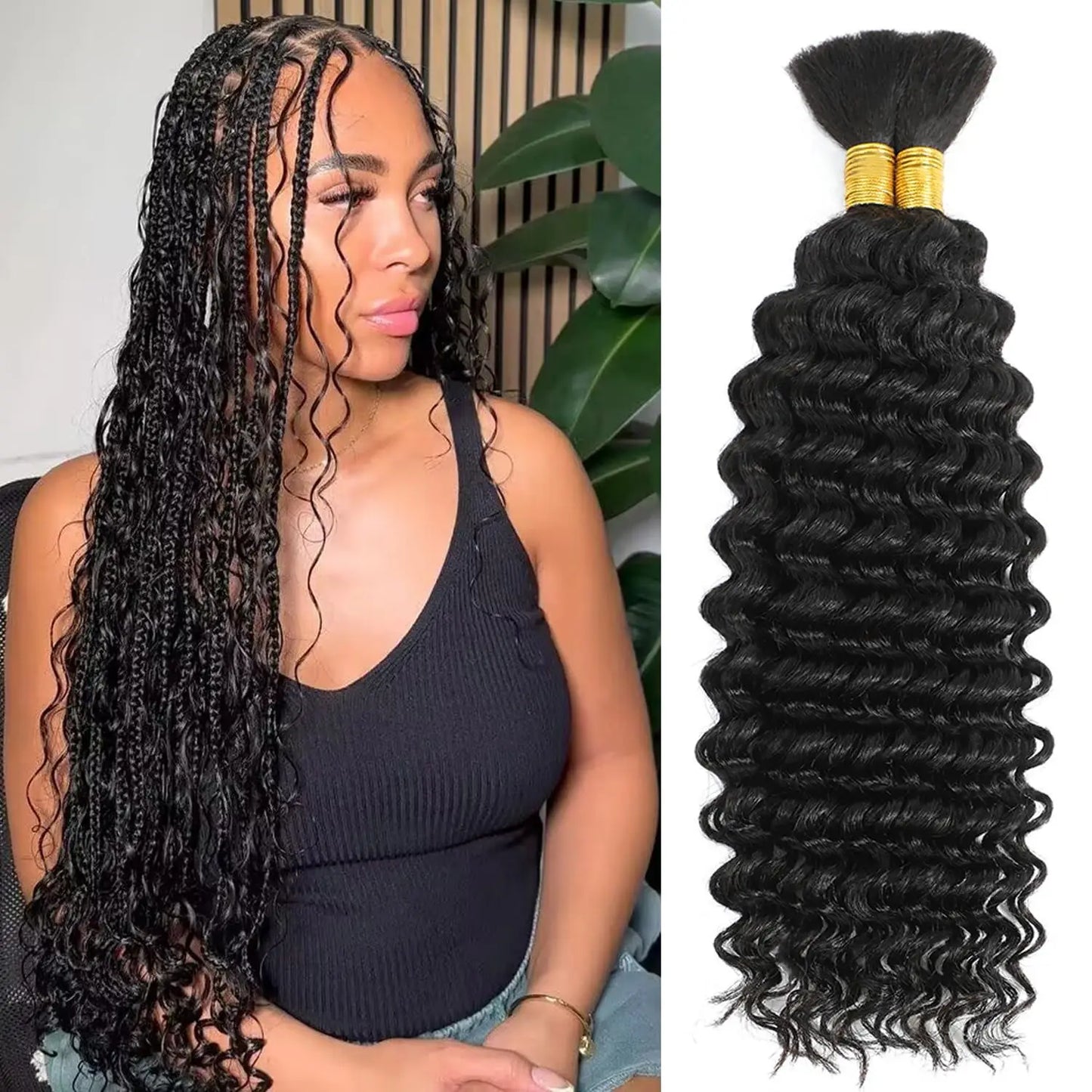 Cheveux à tresser humains Deep Wave en vrac Cheveux humains 100g Sans trame Extensions de cheveux humains Cheveux à tresser humains micro pour tresses bohèmes