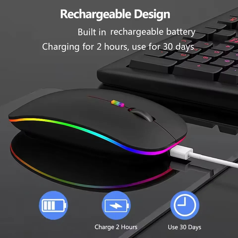 Wireless Mouse Rechargeable Dual Modes Bluetooth-combatible 2.4G USB Computer Mice For Laptop iPad Tablet Notebook Gaming Mouse