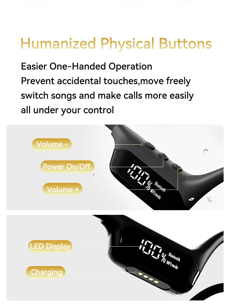 #IPX8 Waterproof Bone Conduction Wireless Headphone Bluetooth 5.4+32GB RAM MP3 Player HIFI Music Sport Swimming Headset With Mic