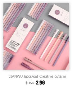 JIANWU 12Pcs/set 0.35/0.5mm Simple STYLE gel pen Black ink for student writing creative Neutral Pen Press School Supplies kawaii