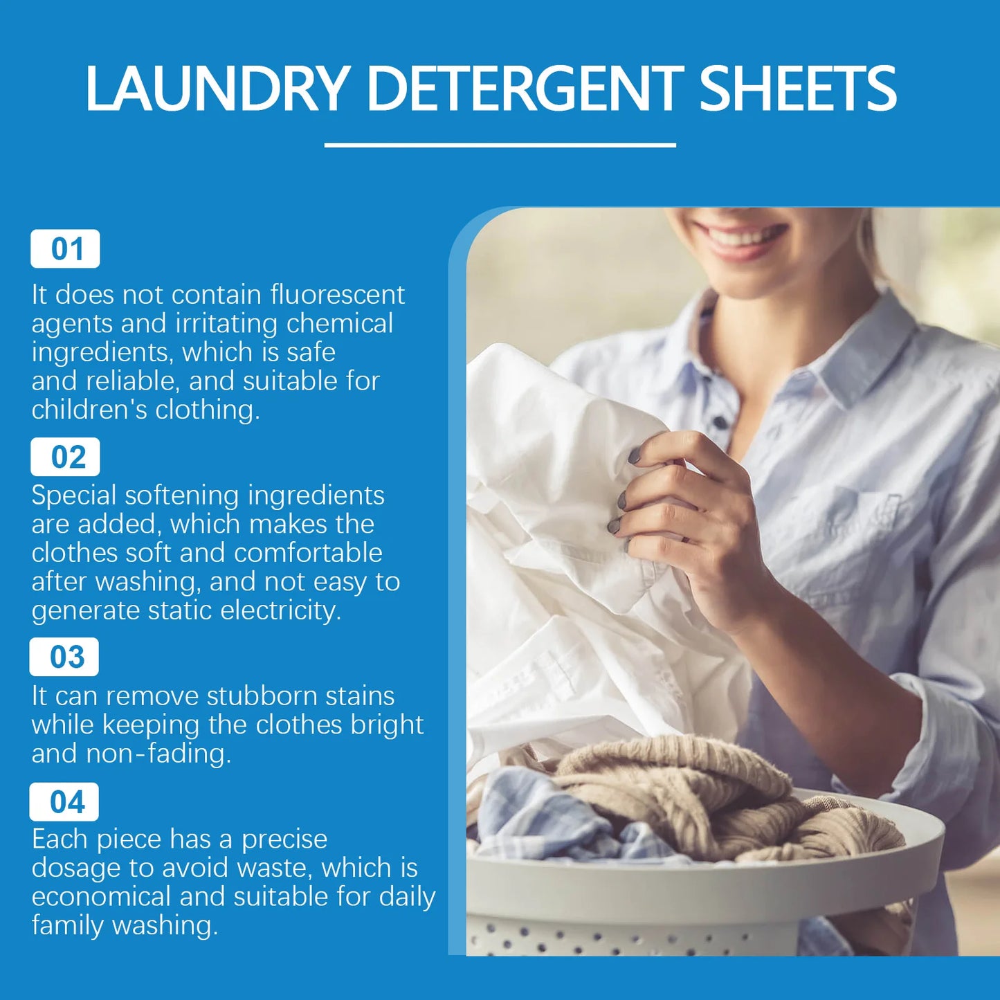 50 PCS/Bag Laundry Tablets Color Absorption Anti-Staining Sheets Anti-String Mixing Washing Accessories Long-lasting Fragrance