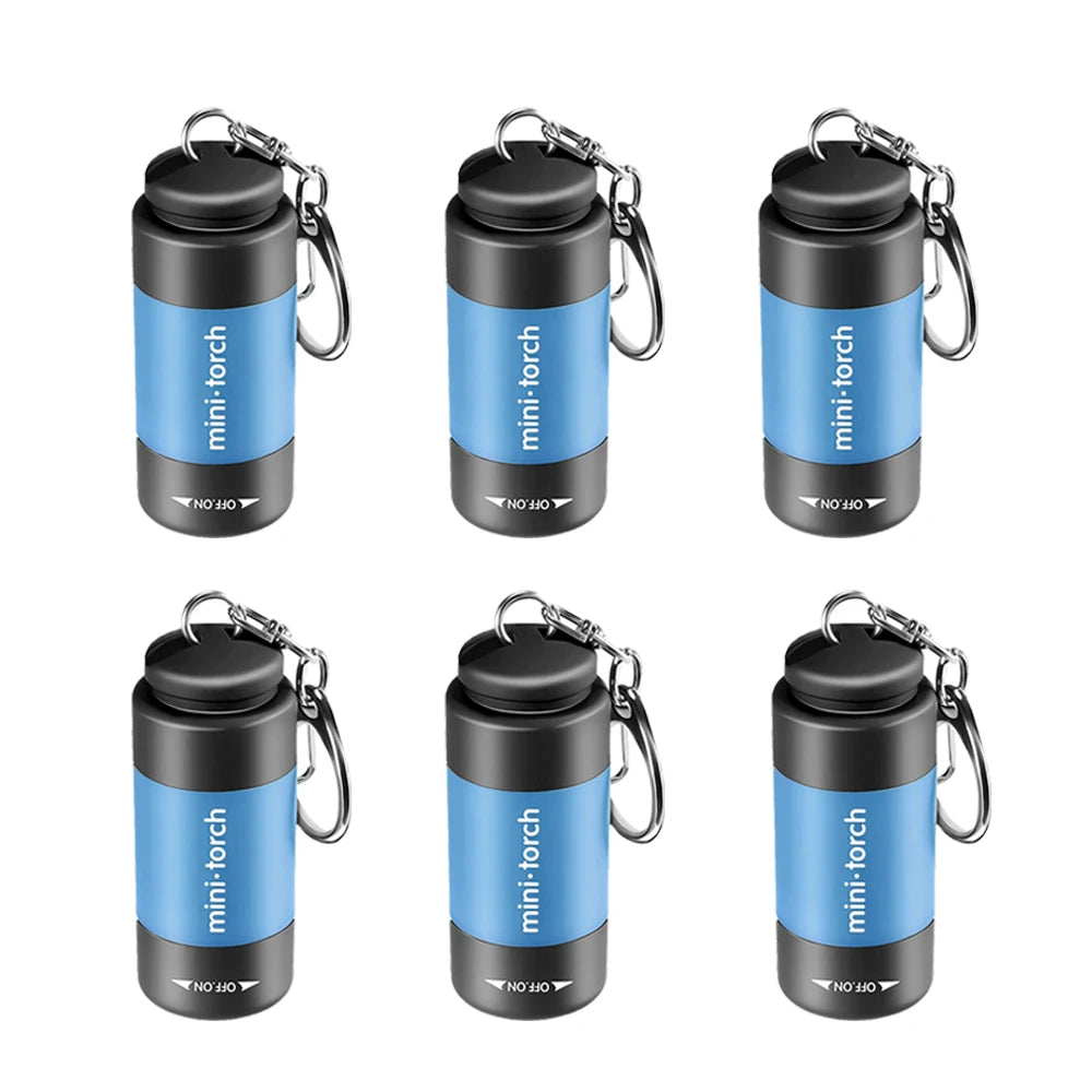 USB Rechargeable LED Multifunctional Strong Light Pocket Keychain Flashlight Waterproof Outdoor Hiking Camping Mini Flashlight