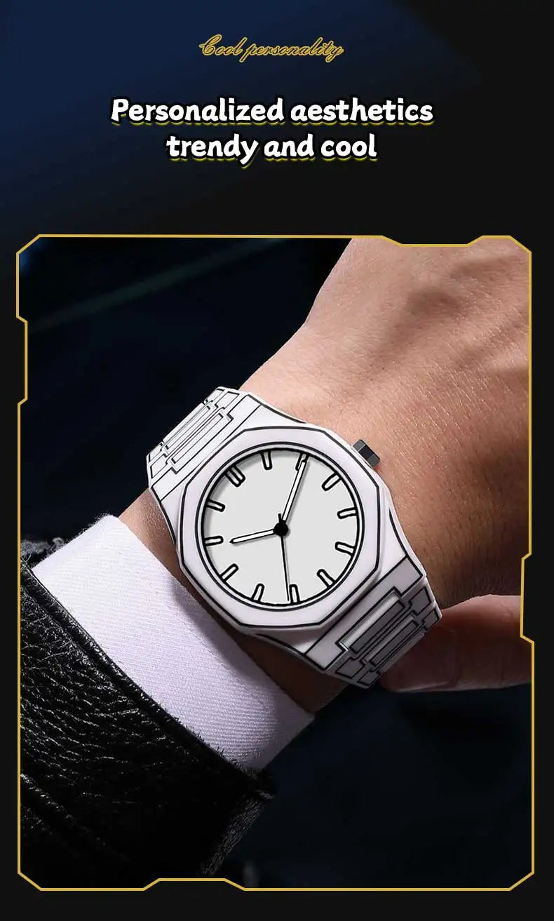 2025 Neue kreative Herren-Silikonuhr VA VA VOOM Marke Quarzuhrwerk Kreative Linien Freizeit Outdoor Sport Schwarz Armbanduhren