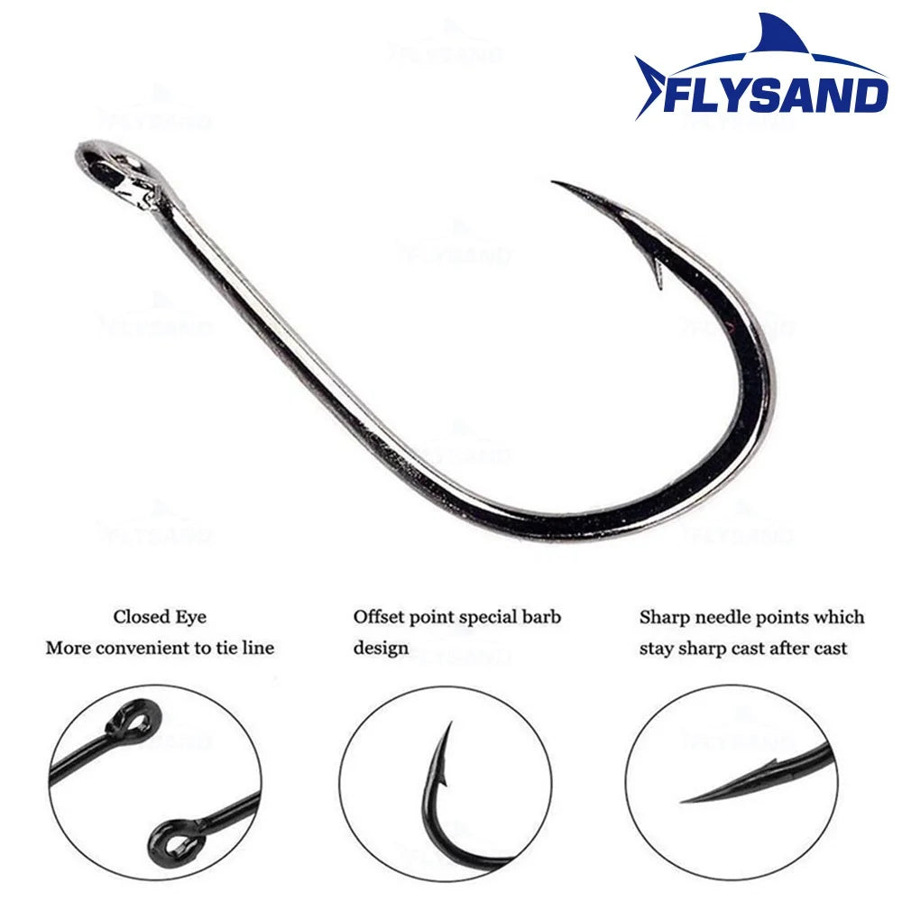 FLYSAND 100pcs/500pcs High Carbon Steel Fishing hooks Mixed Size Barbed jig hook Carp Fishing Jig Head Fly fishing Accessories