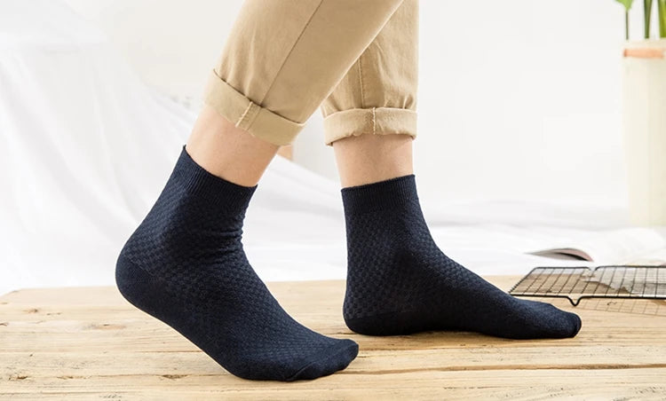 10 Pairs/Lot Men's Bamboo Fiber Socks 2025 New Compression Autumn Long Black Business Casual Man Dress Sock Gift Plus Size 42-45