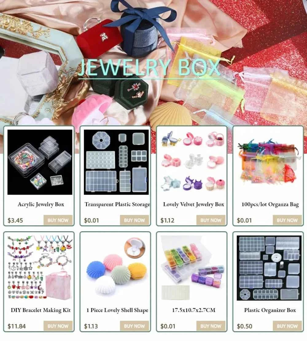 Transparent Plastic Storage Jewelry Box Compartment Adjustable Container For Beads Earring Box For Jewelry Rectangle Box Case