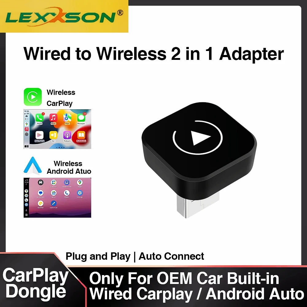 2in1 Wireless CarPlay Dongle Wireless Android Auto Adapter AI Smart Box Car Intelligent Systems For Car With Wired CarPlay - Shoppiline