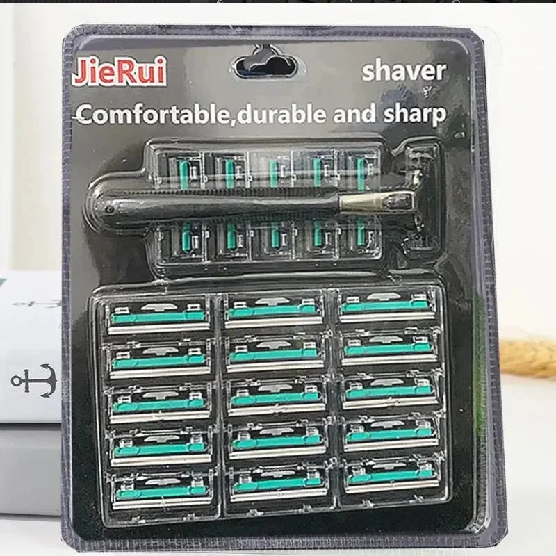 Premium Double Edge Razor Set – Heavy-Duty Men's Shaving Kit with 1 Reusable Razor & 20 High-Quality Replacement Blades