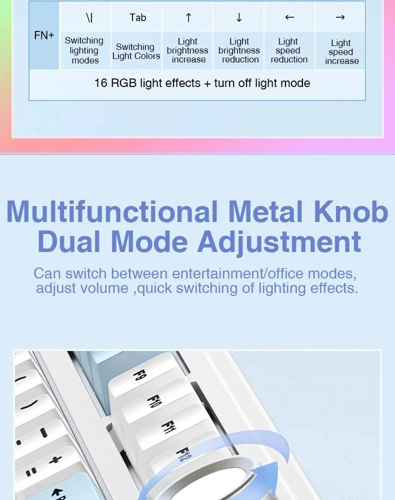 AULA Mechanical Keyboard F75 2.4GWireless/Bluetooth/Wired Gaming Mechanical Keyboard Can Freely Switch Between Game/Office Modes