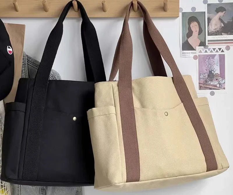 Large Capacity Canvas Tote Bags for Work Commuting Carrying Bag College Style Student Outfit Book Shoulder Bag Shopping Bag