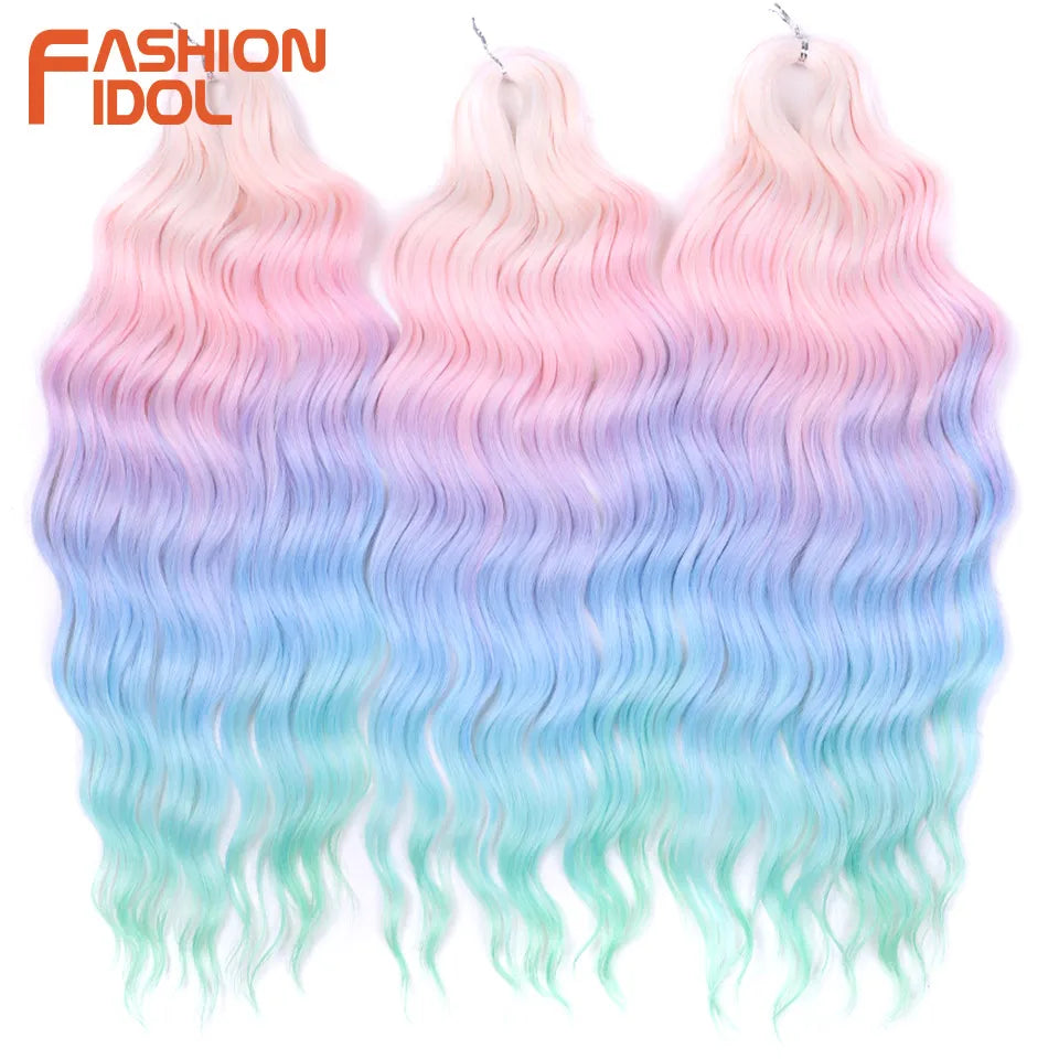 Anna Hair Extensions synthétiques de tresses Loose Deep Wave 24 pouces, cheveux tressés ondulés, cheveux bouclés torsadés au crochet Ombré Blond