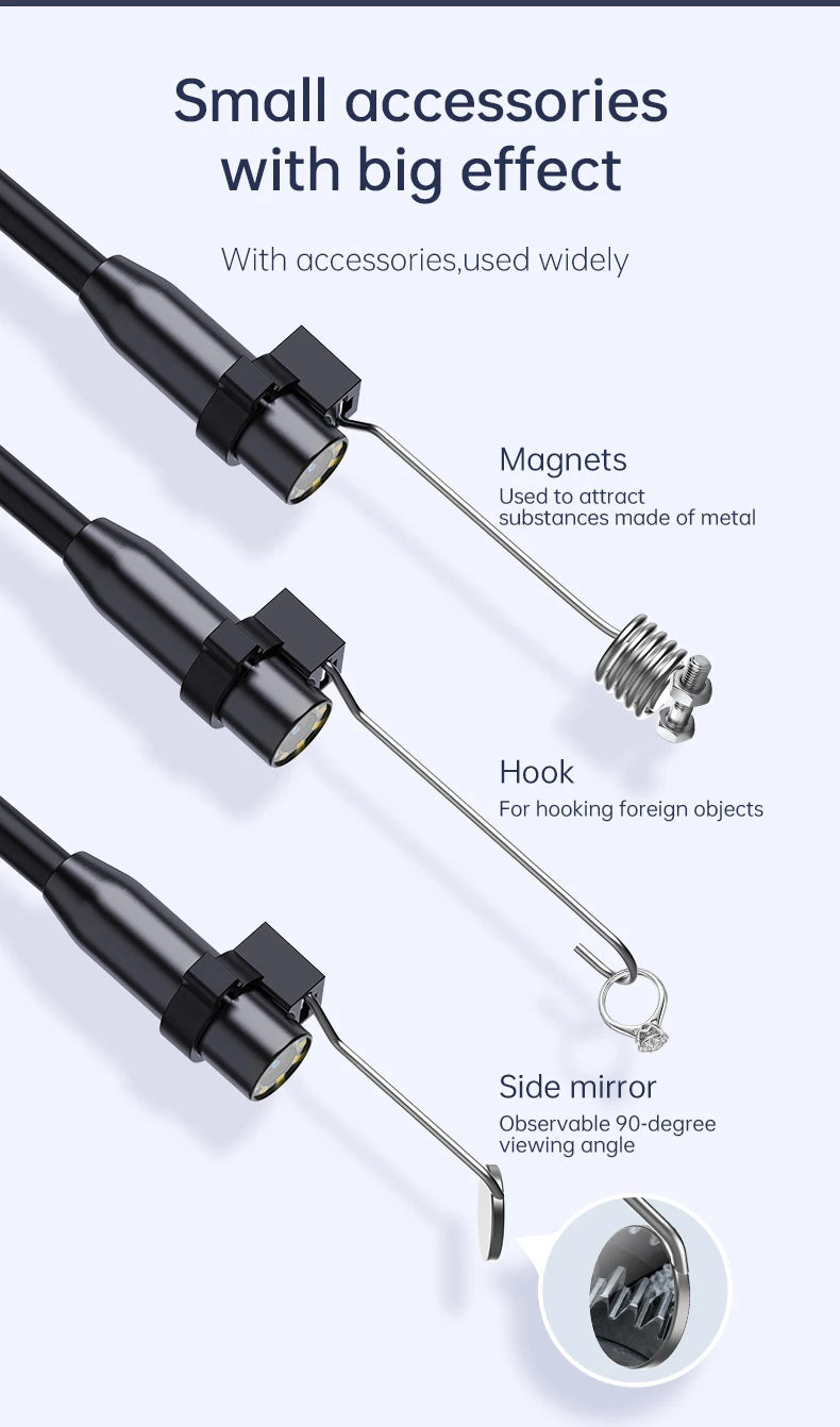 Industrial Endoscope Camera 8mm HD1080P 4.3inch IPS Screen 1080P Pipe Inspection Camera for Car Repair IP67 Waterproof 8 LEDS - Shoppiline