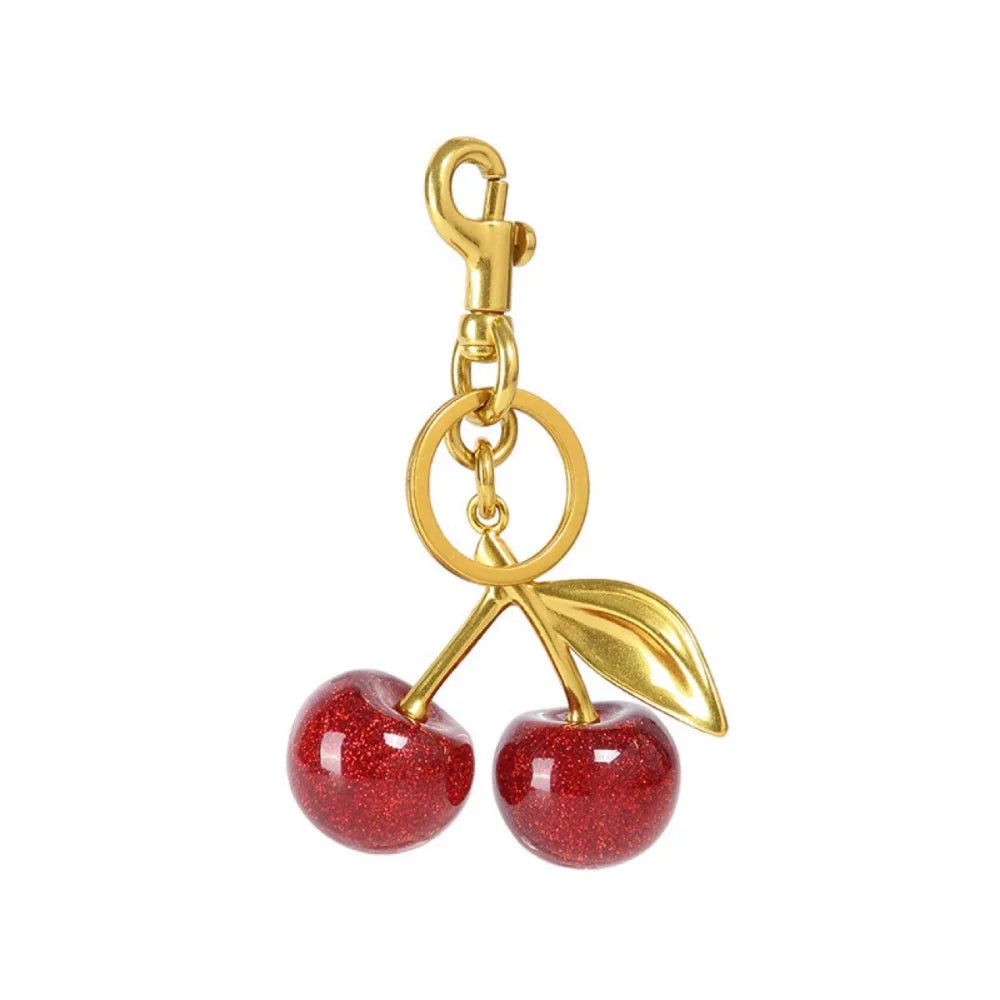 Trendy Red Cherry Pendant Keychain for Women Cute Bag Decorations Multifunctional Jewelry Car Key Accessories Charm Keyring Gift