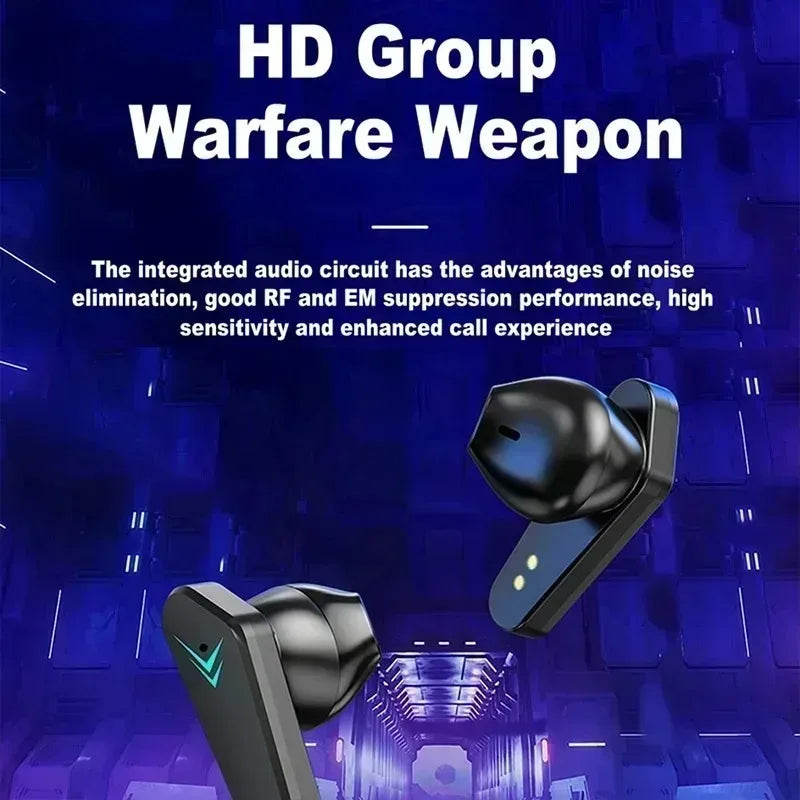 Bluetooth TWS Gaming Earphones Low Latency Wireless In-Ear Headphones With Built-in Mic LED Indicator Lights