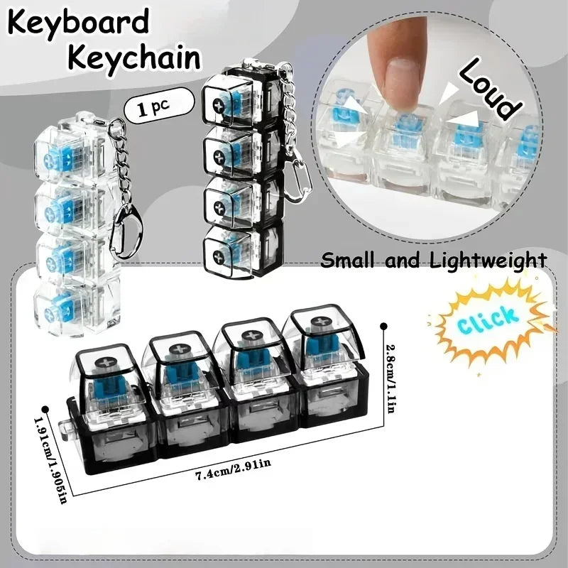 Keychain LED lights for relieving stress and anxiety, keychain keyboard toys, portable office desk accessories, office gifts