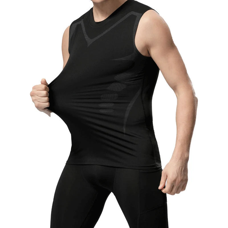 Herren Sci-Fi-bedrucktes schwarzes Tanktop, modisches und lässiges, schnelltrocknendes Herren-T-Shirt, elastisches Sport- und Fitness-Tanktop mit Rundhalsausschnitt