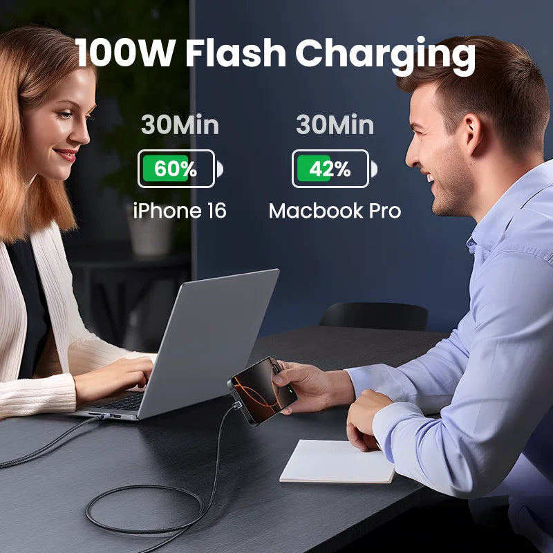 UGREEN USB Type C Cable PD100W Fast Charging Cable for iPhone 17 16 15 Samsung S25 Xiaomi USB C to USB C Cable for MacBook iPad - Shoppiline