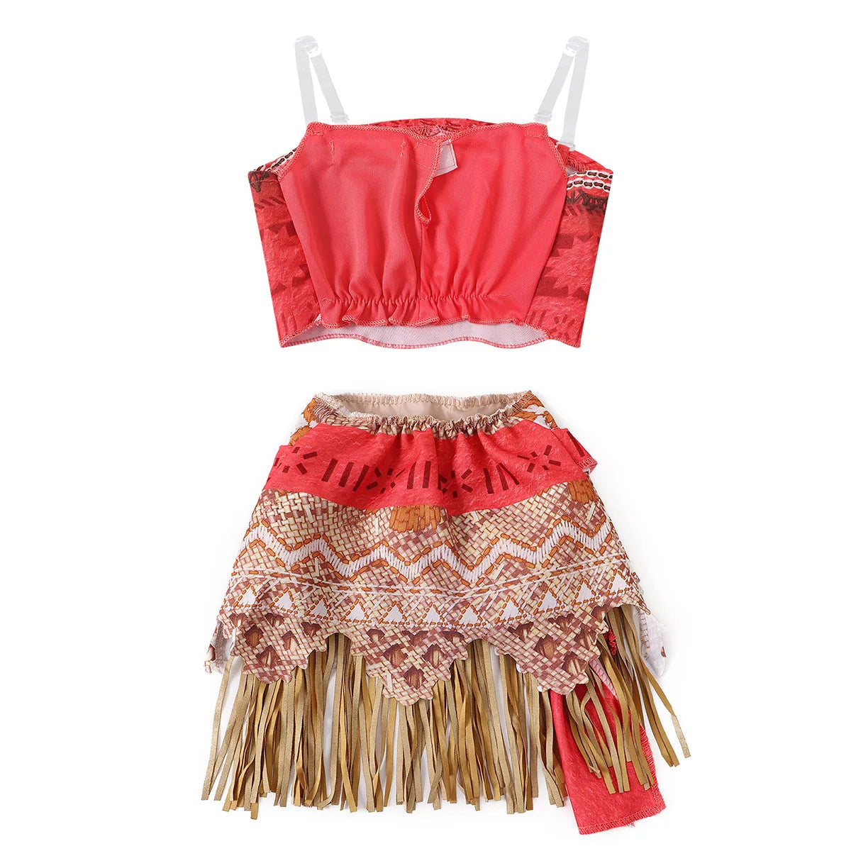 Ozean-Abenteuer-Cartoon-Rollenspielkostüm Moana Zweiteiliges Kleid für Mädchen im polynesischen Stil Vaiana Prinzessinnenkostüm Halloween