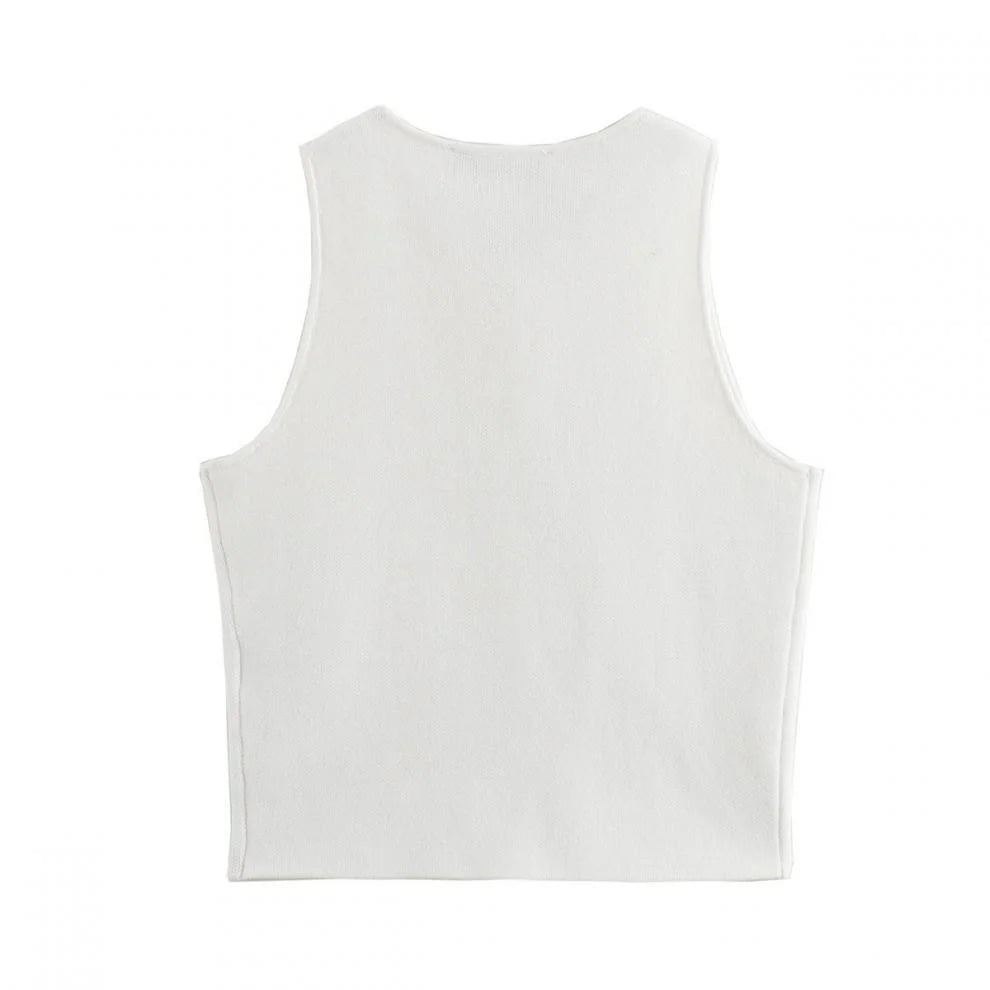 2025 Summer Women's Streetwear Knitted Crop Tops Buttoned Blouses & Strapless Tank Tops for Casual & Party Wear