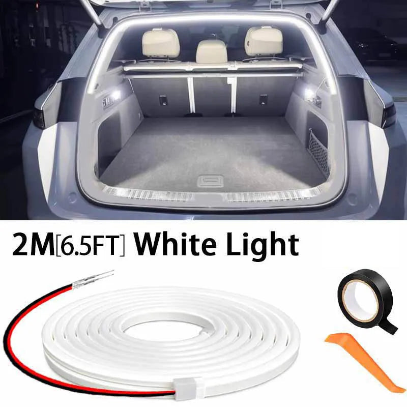 Car Trunk Led Light Strip 200cm/400cm Flexible PVC Decorative Light Strip Automatic Induction Atmosphere Lamp Universal for Suv
