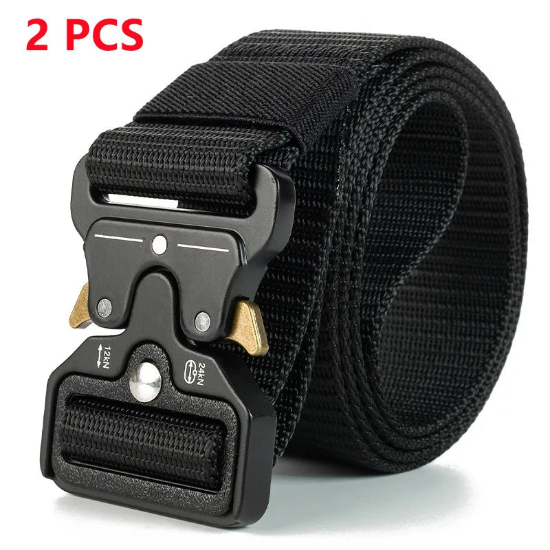 Ceinture tactique authentique à dégagement rapide, ceinture militaire d'extérieur en nylon souple véritable, accessoires de sport pour hommes et femmes, ceinture noire