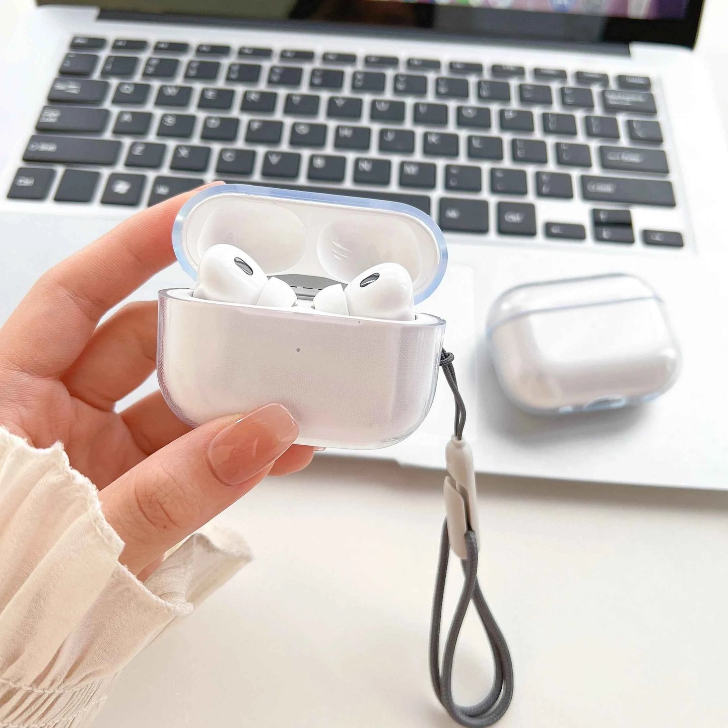 Clear Soft TPU Earphone Case for Airpods 4 3 2 1 Pro Pro2 Pro 3 Shockproof with Lanyard Strap for Airpods 4 Charging Case Cover