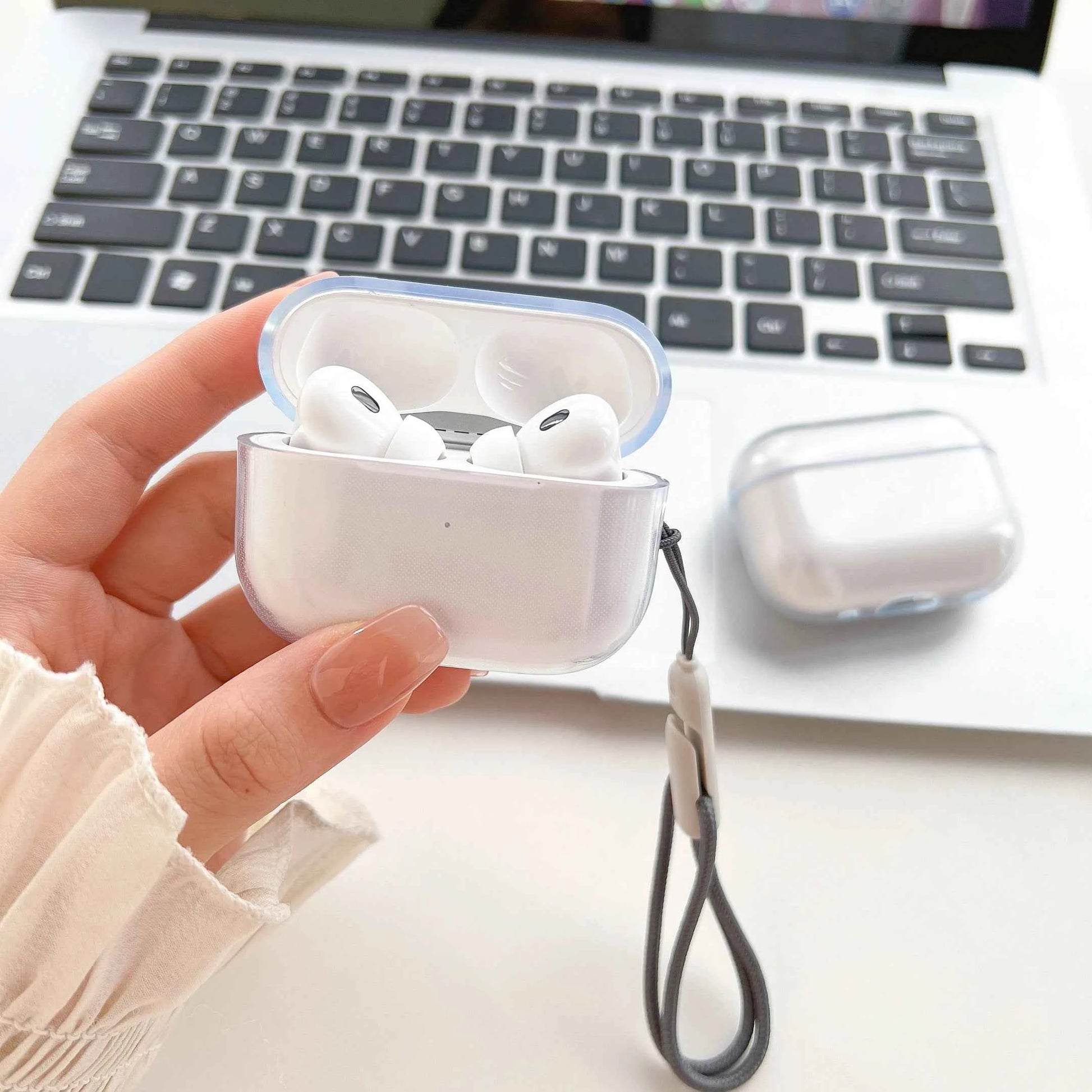 Clear Soft TPU Earphone Case for Airpods 4 3 2 1 Pro Pro2 Pro 3 Shockproof with Lanyard Strap for Airpods 4 Charging Case Cover