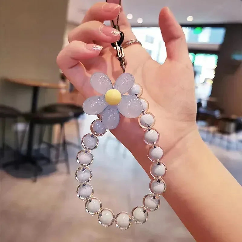 Handy Anti-Verlust Lanyard Schlüssel Kurz Handgelenk Anhänger Bunt Macaron Runde Perle Anhänger Damen Handkette Handy Lanyard