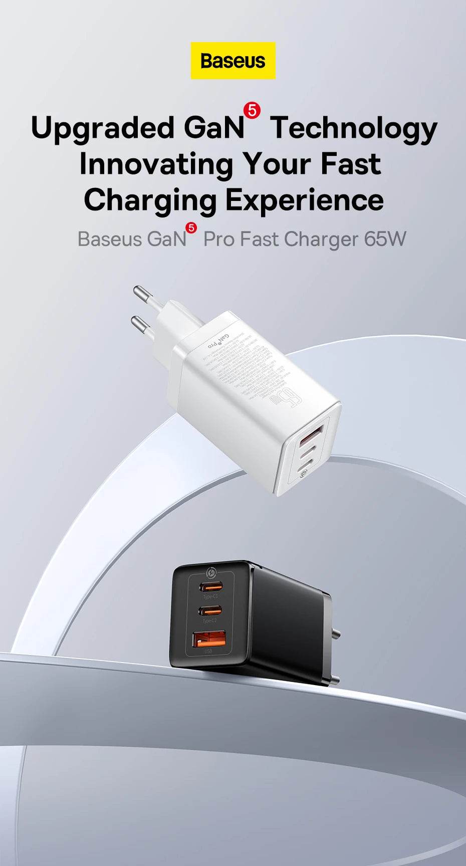 Baseus 65W GaN Charger Quick Charge Type C PD QC Charger USB Charger Portable Fast Charger For Laptop iPhone 17 16 15 14 13 Pro - Shoppiline