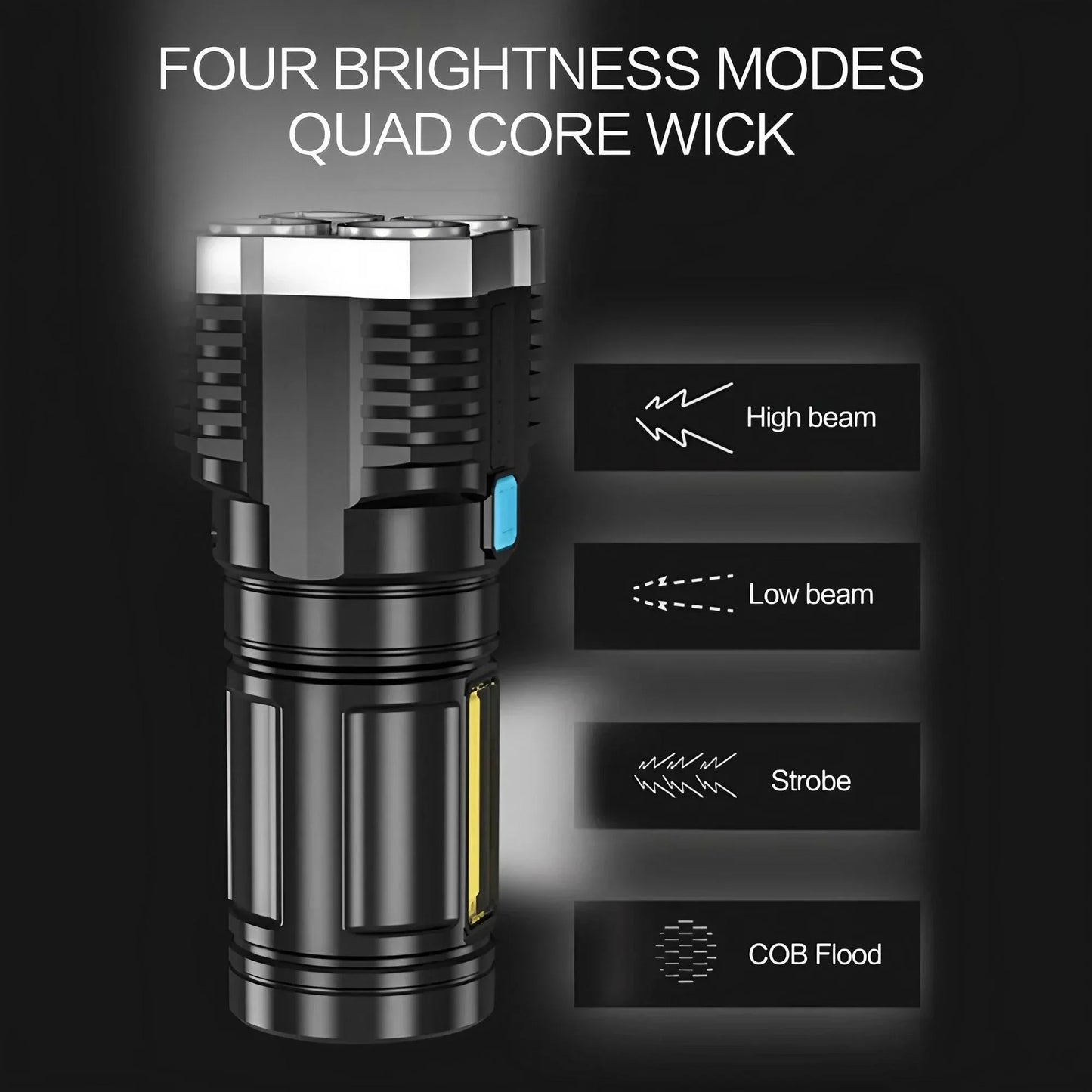 STONEGO Multi Functional LED High Beam Flashlight USB Rechargeable Portable Outdoor Hiking Exploration Light