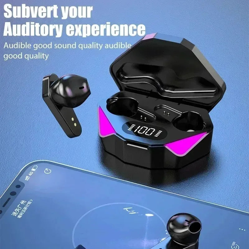 Bluetooth TWS Gaming Earphones Low Latency Wireless In-Ear Headphones With Built-in Mic LED Indicator Lights