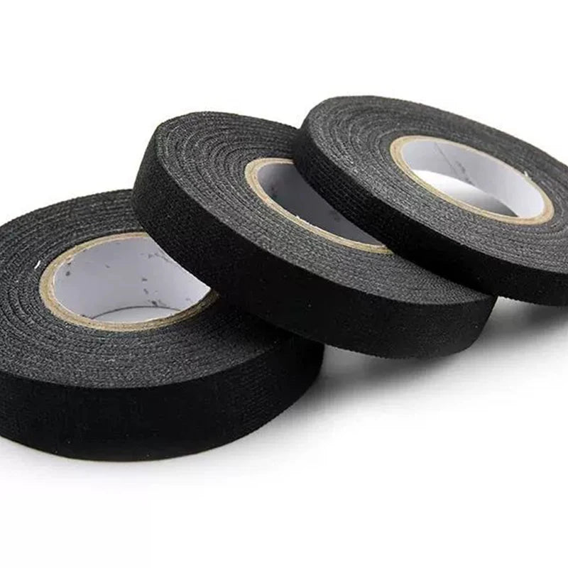 15M 9/15/19/25/32MM Heat-resistant Adhesive Cloth Fabric Tape For Automotive Cable Tape Harness Wiring Loom Electrical Heat Tape
