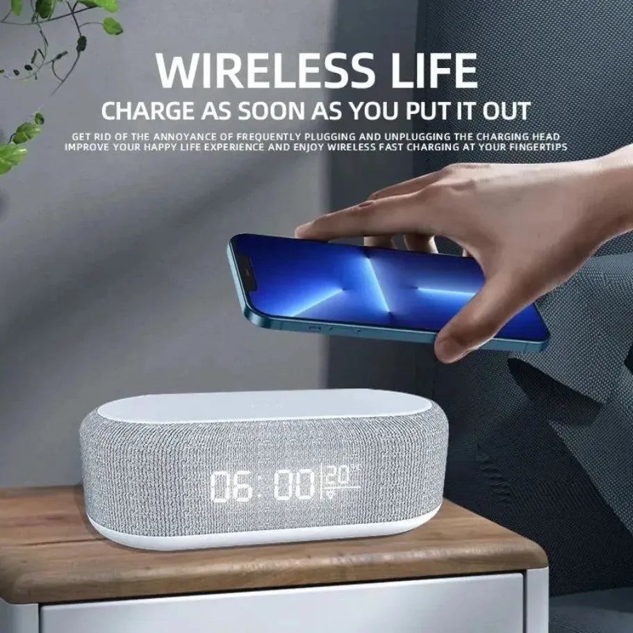 Alarm Clock Wireless Chargers Pad Phone Bedroom Lamp Night Light Desk Thermometer For iPhone 17 16 15 14 13 Fast Charging Dock - Shoppiline