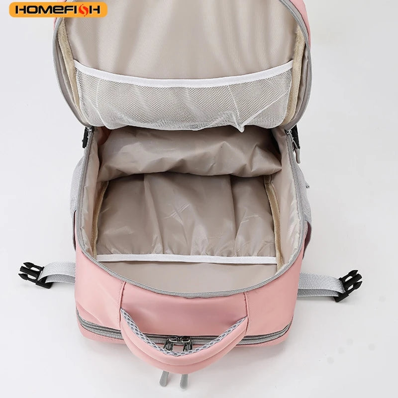 HOMEFISH Casual Anti-Theft Travel Backpack, Waterproof Large Capacity Backpack with USB Charging Port and Luggage Strap