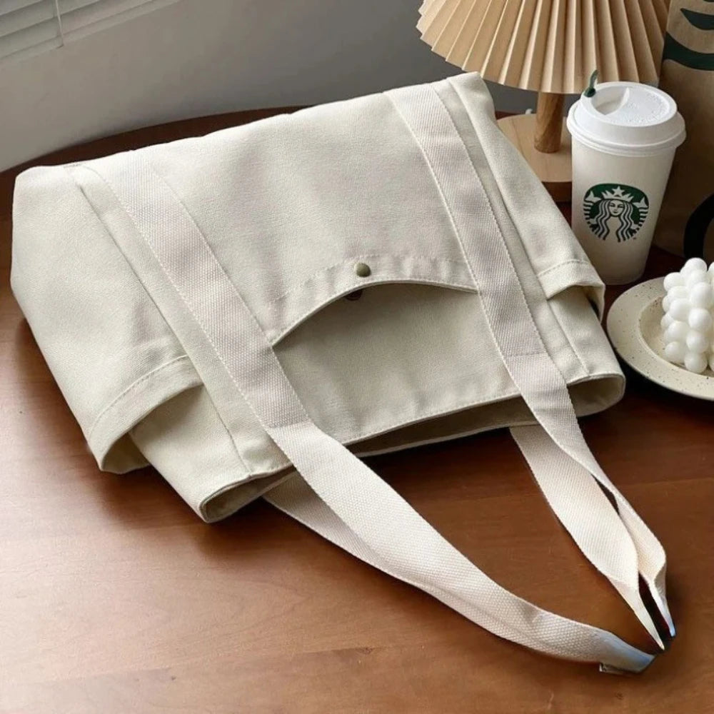 Große Kapazität Canvas Tragetaschen für Arbeit Pendeln Tragetasche College Stil Student Outfit Buch Umhängetasche Einkaufstasche