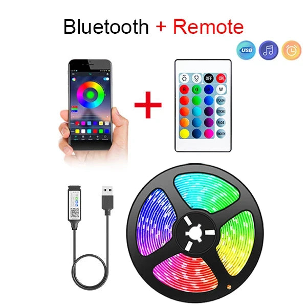 5V LED-Streifen USB RGB 5050 LED-Lichtband Musik-Synchronisation App-Steuerung Luces Led Flexible Lampe für Raumdekoration TV-Hintergrundbeleuchtung