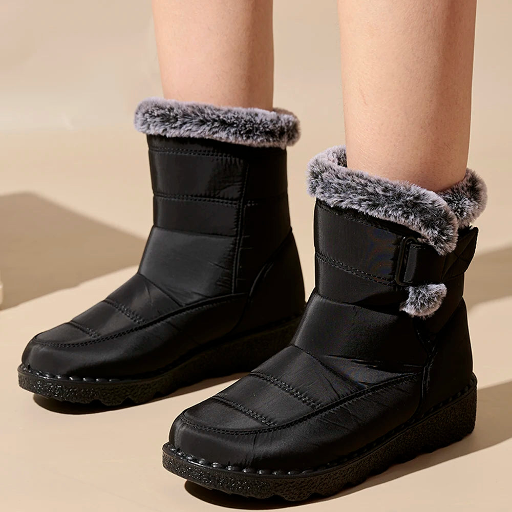 Winter Women Boots Waterproof Snow Boots Plus Size Casual Platform Ankel Boots Warm Fur Women Shoes Antislip Fashion Cotton Shoe