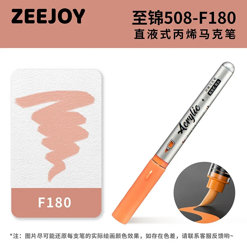 ZEEJOY 120/12/1 Colors Direct Liquid Acrylic Marker Pens Waterproof Pen Soft Brush Nib for Manga School Art Supplies Stationery
