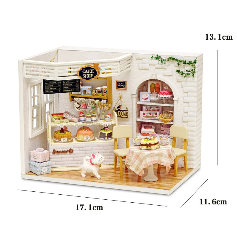 Kitten Mini Doll House 3D Puzzle Assembly Model Building Kit Creative Room Bedroom Decoration With Furniture Wooden Crafts Gifts - Shoppiline