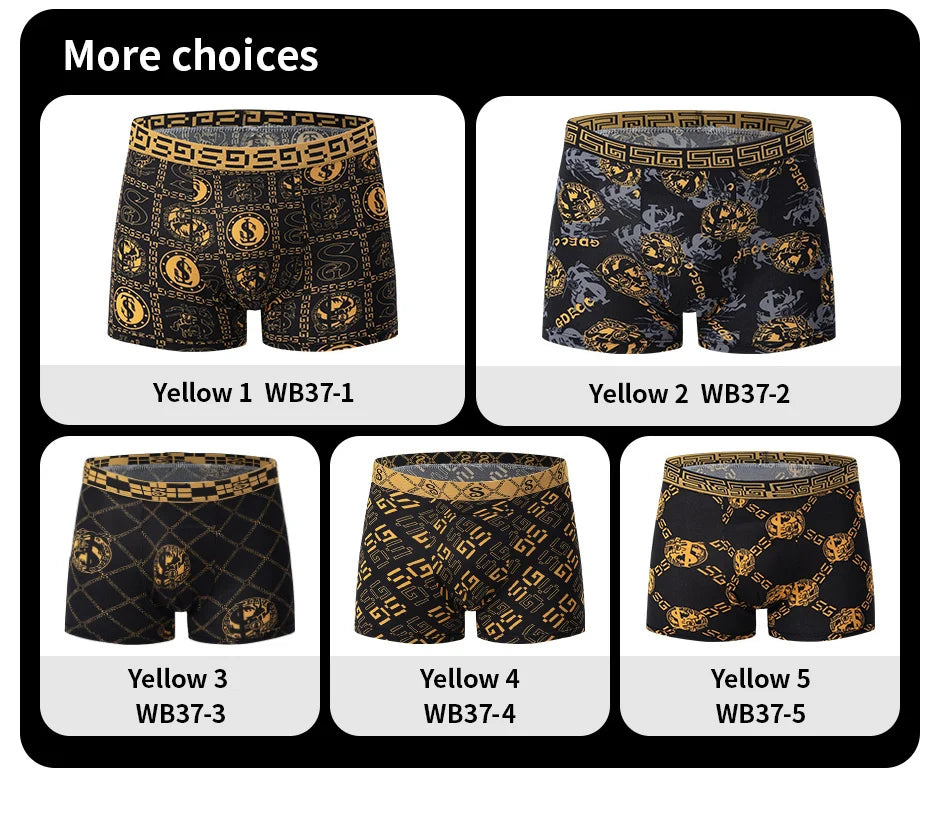 Lot de 5/10 boxers pour hommes, imprimé or noir, confortables et polyvalents, grande taille, sexy, pour jeunes hommes, loisirs sportifs, plage