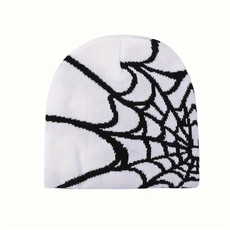 Spider Web Pattern Jacquard Knit Hat, Autumn/winter, Warm, Y2k Style, Fashionable, Unisex, Suitable For Outdoor Activities, Hall
