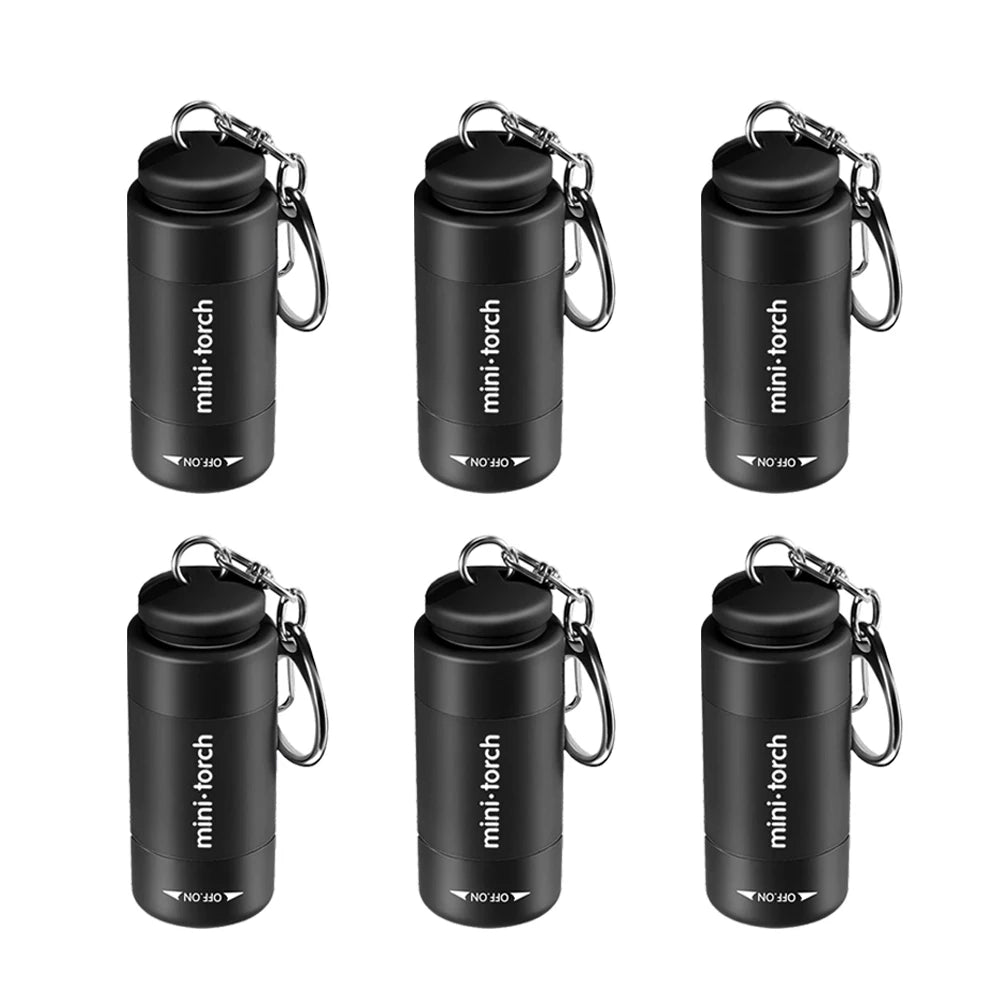 USB Rechargeable LED Multifunctional Strong Light Pocket Keychain Flashlight Waterproof Outdoor Hiking Camping Mini Flashlight