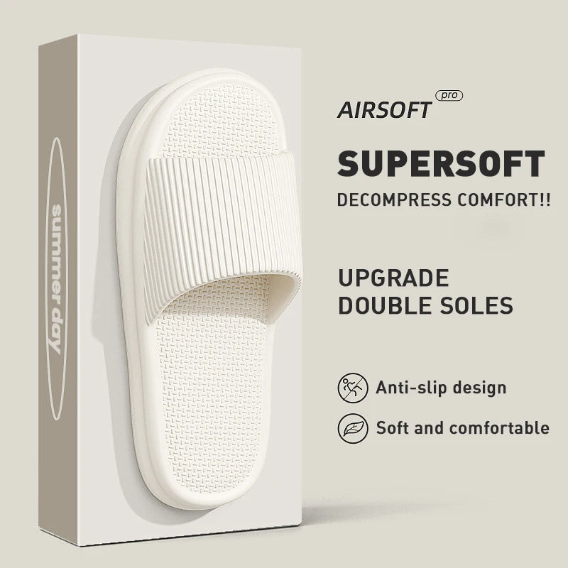Summer Lovely Solid Color Home Slippers For Women Men Non-slip EVA Bathroom Slides Females Concise Light Sandals Couples Shoes