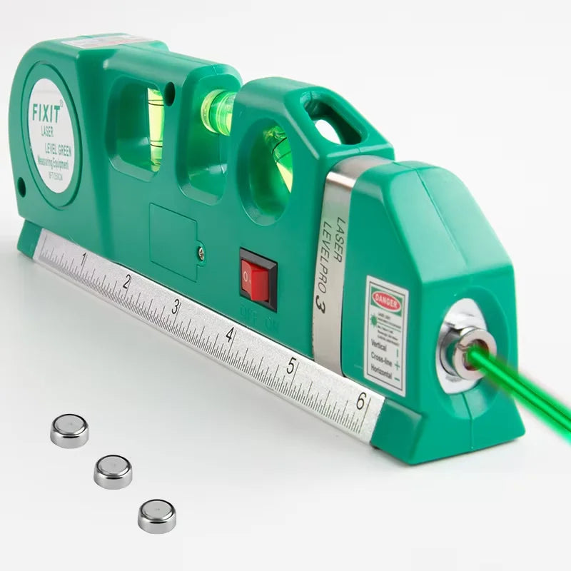 HOMEFISH Easy to Use Laser Level Line Tool Multipurpose Laser Level Kit Standard Cross Line Lase 8 Feet Measure Tape Ruler - Shoppiline