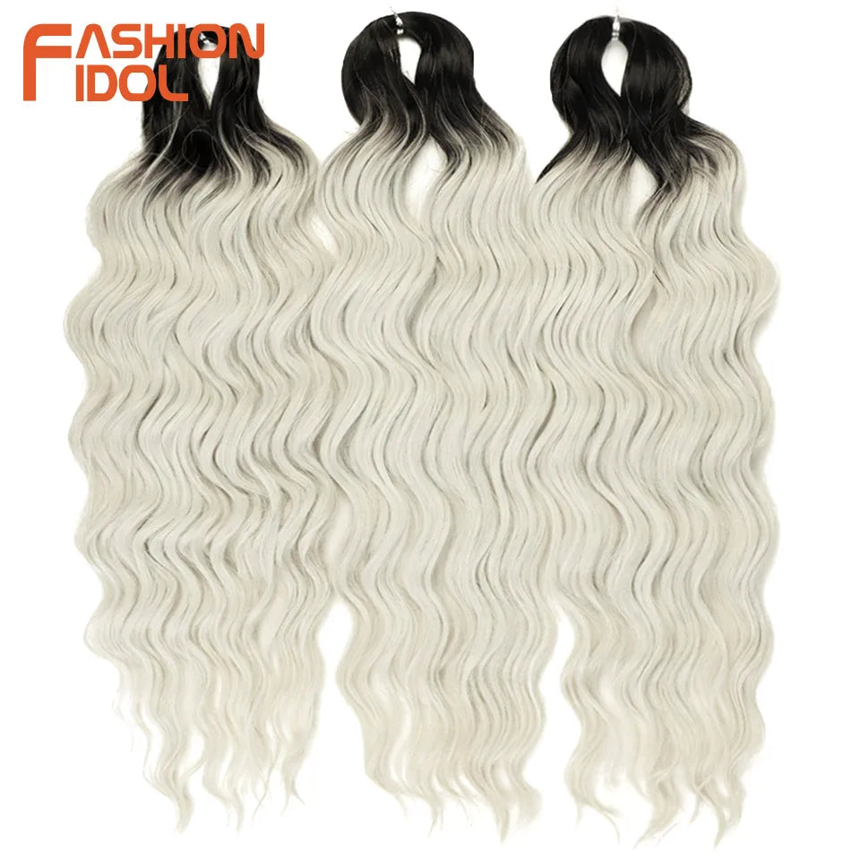 Anna Hair Extensions synthétiques de tresses Loose Deep Wave 24 pouces, cheveux tressés ondulés, cheveux bouclés torsadés au crochet Ombré Blond