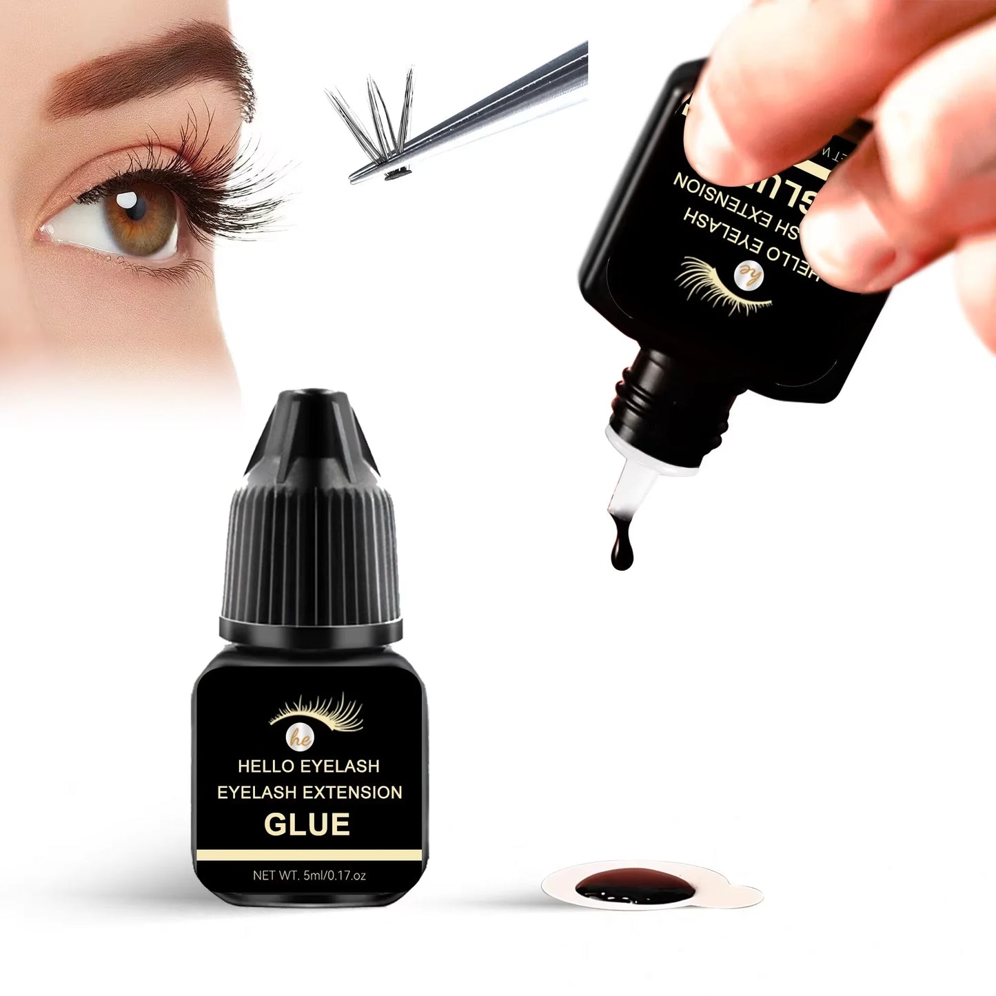 DIY 5ml Fast Drying Strong False Eye Lash Extension Glue Adhesive Retention 7-14 Days Low Smell Mink Eyelash Glue at Home